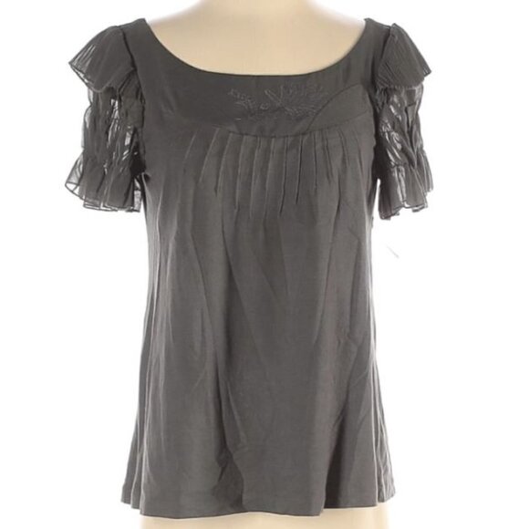Sundance Embroidered Flutter Short Sleeve Blouse - Picture 1 of 5